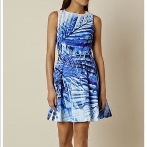 Karen Millen Palm Print Dress, Blue/Multi Size 6